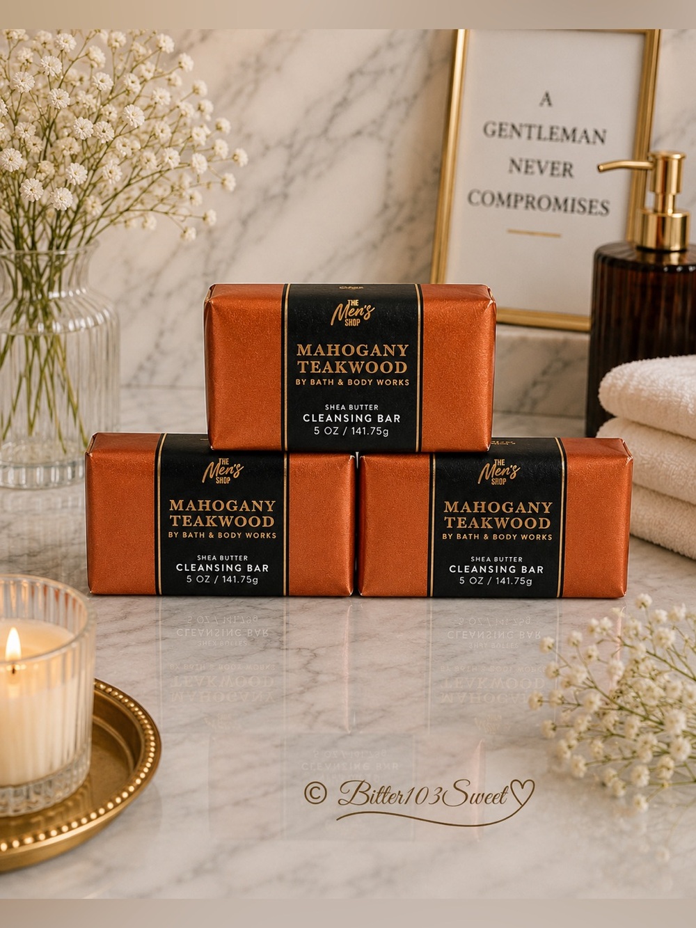 Bath & Body Works Men’s Mahogany Teakwood Shea Butter Cleansing Bar X3